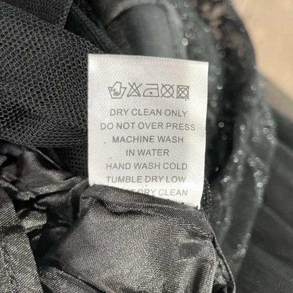 New Lucy Paris Glitter Polka Dot Tulle Satin Ruched Waist Dress Black Size Small - Picture 15 of 16